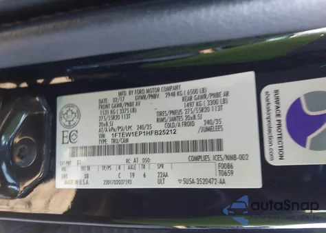 2017 Ford F-150 Xlt из США, поврежденный, VIN 1FTEW1EP1HFB25212